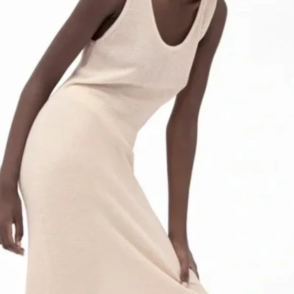 ZARA Sleeveless Waffle Weave Knit Dress SZ Medium - Picture 8 of 8